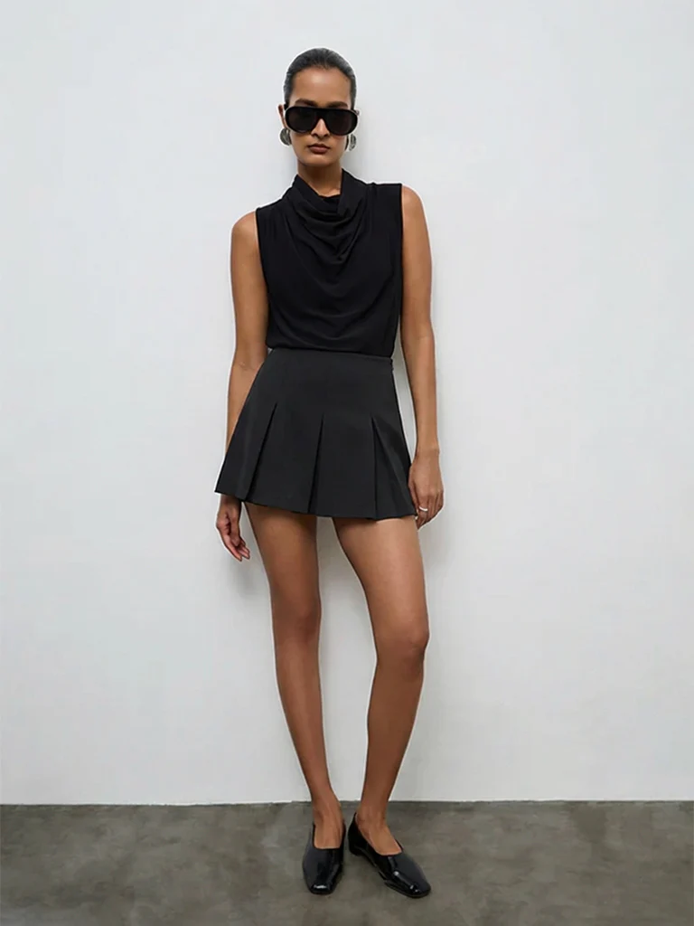 Wardrobe Black Pleated Skirt