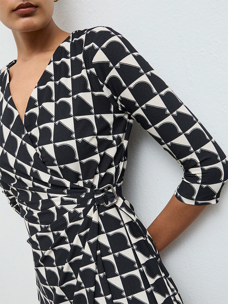 Wardrobe Black Printed A-Line Dress - Image 3