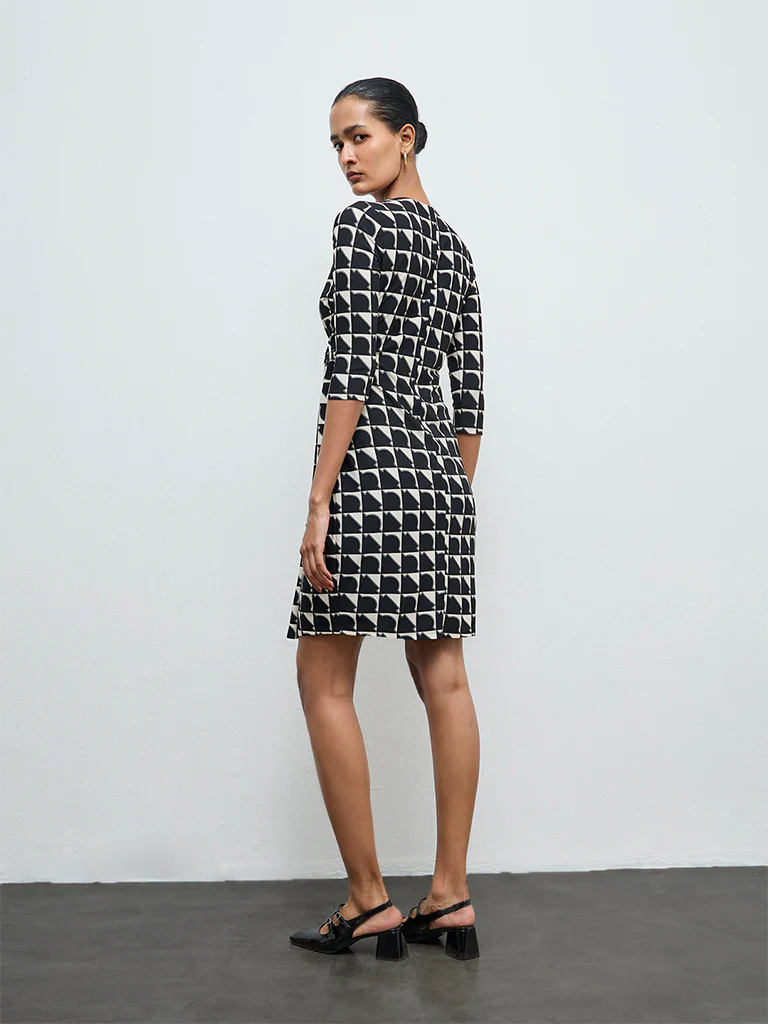 Wardrobe Black Printed A-Line Dress - Image 4
