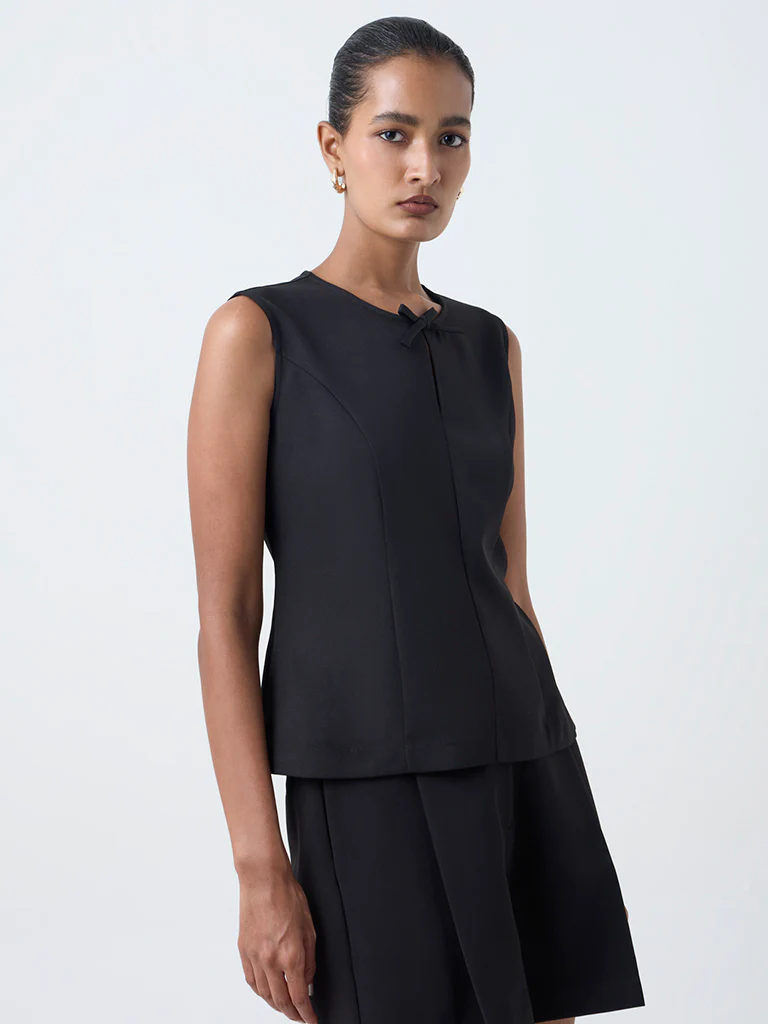 Wardrobe Black Solid Cotton Top - Image 2