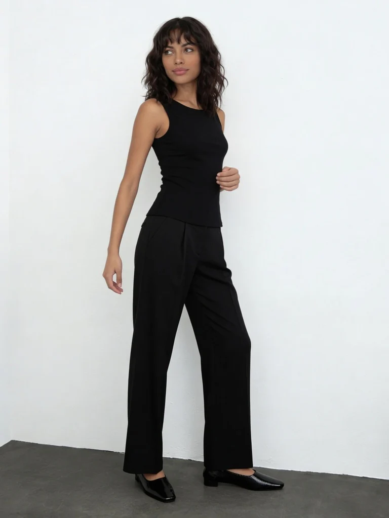 Wardrobe Black Solid High-Rise Trousers