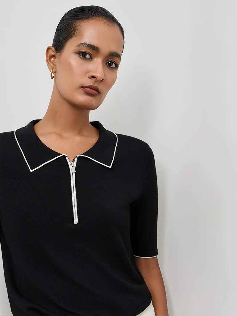 Wardrobe Black Solid Quarter-Zip Top - Image 3