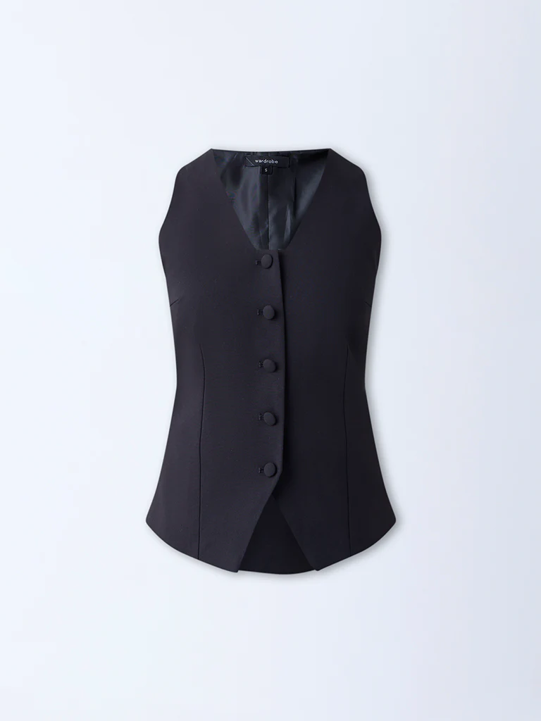 Wardrobe Black Solid Waistcoat - Image 5
