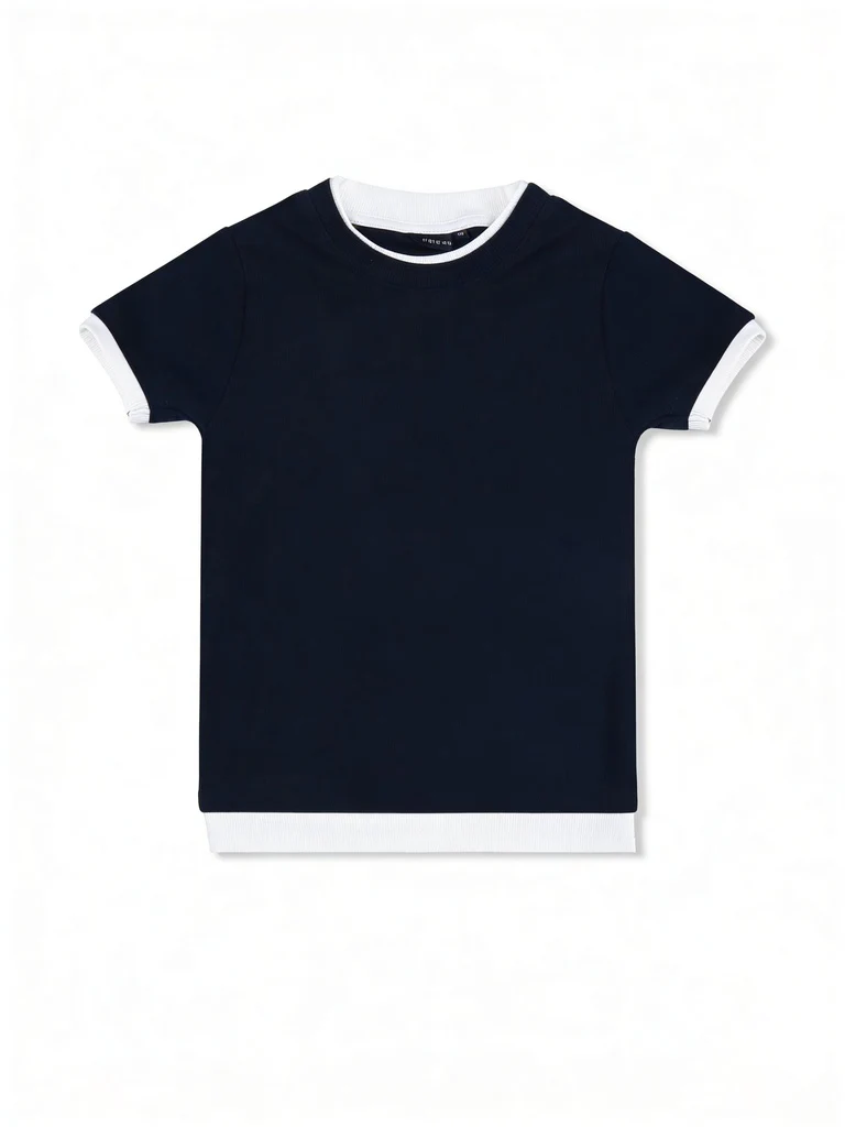 Wardrobe Black Stripe Ribbed Fitted Cotton-Blend T-Shirt - Image 5