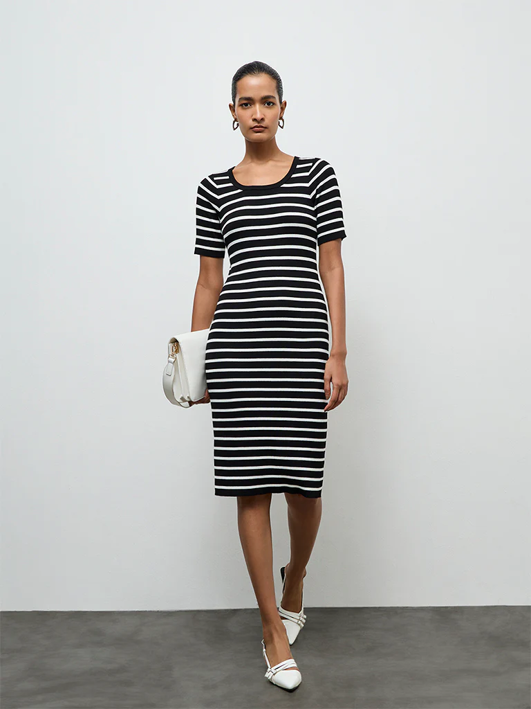 Wardrobe Black Striped Bodycon Dress
