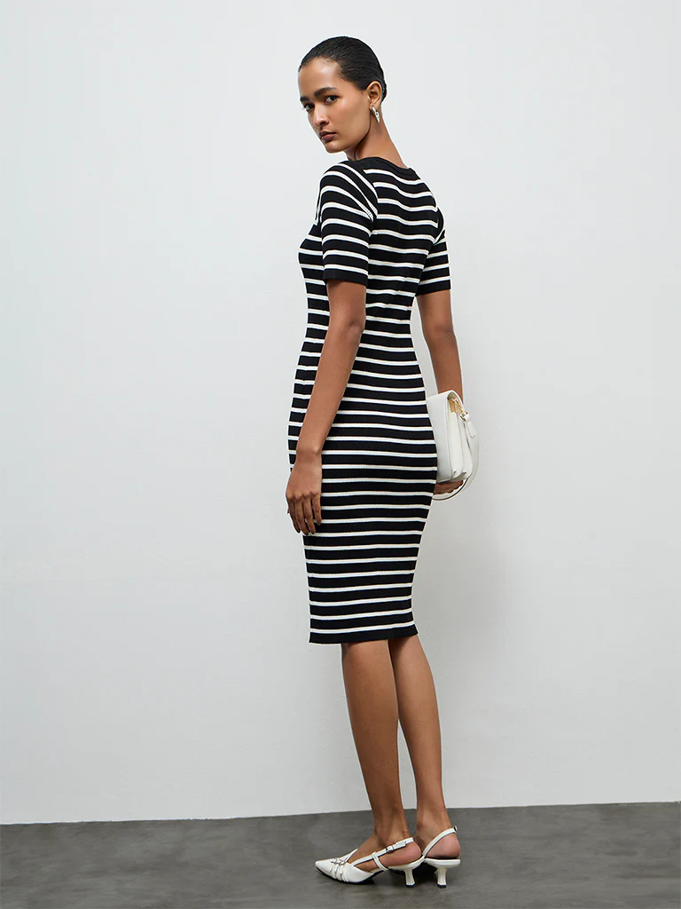Wardrobe Black Striped Bodycon Dress - Image 4