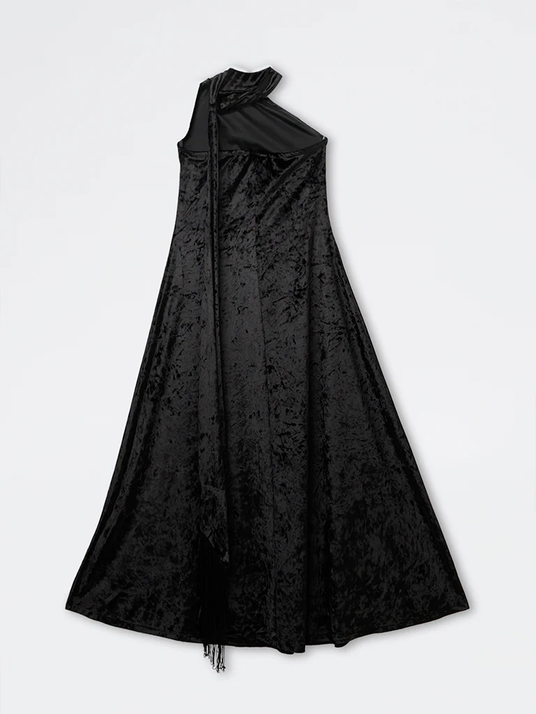 Wardrobe Black Velvet A-Line Dress - Image 5