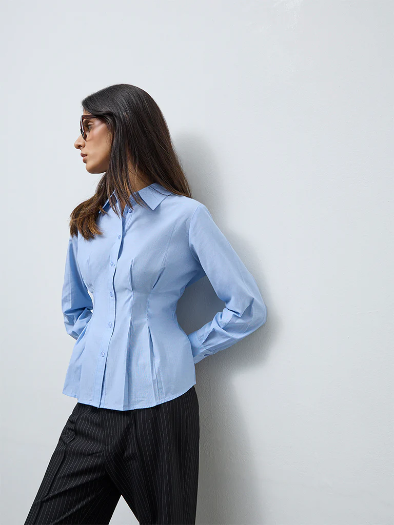 Wardrobe Blue Pleated Blouse