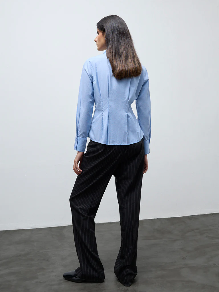 Wardrobe Blue Pleated Blouse - Image 4