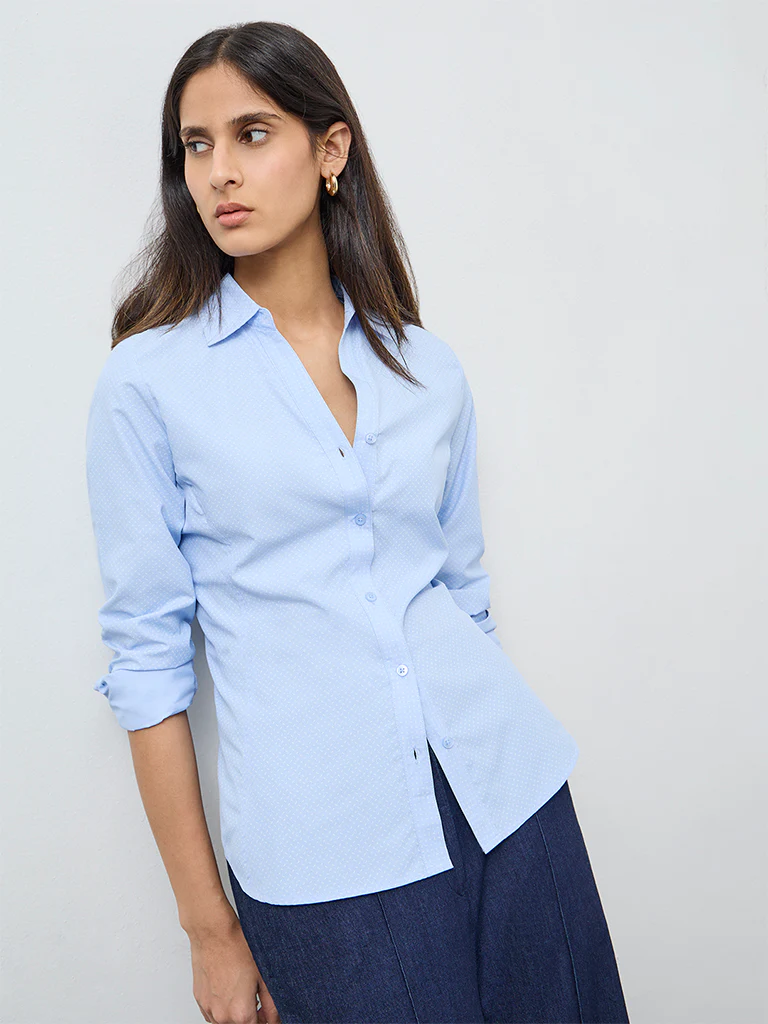 Wardrobe Blue Printed Shirt - Image 2