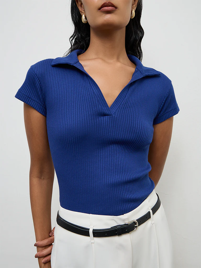 Wardrobe Blue Ribbed Top - Image 3