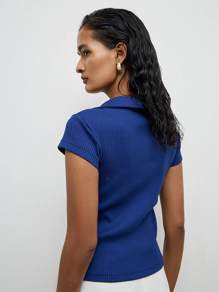 Wardrobe Blue Ribbed Top - Image 4