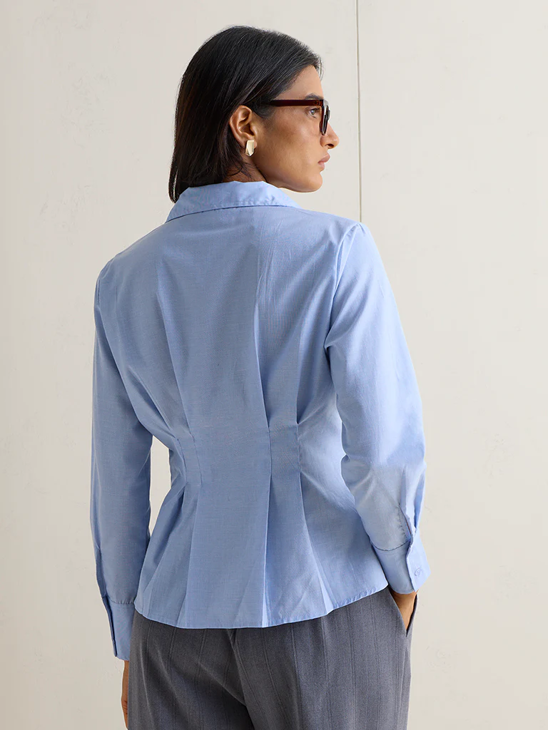 Wardrobe Blue Solid Shirt - Image 4