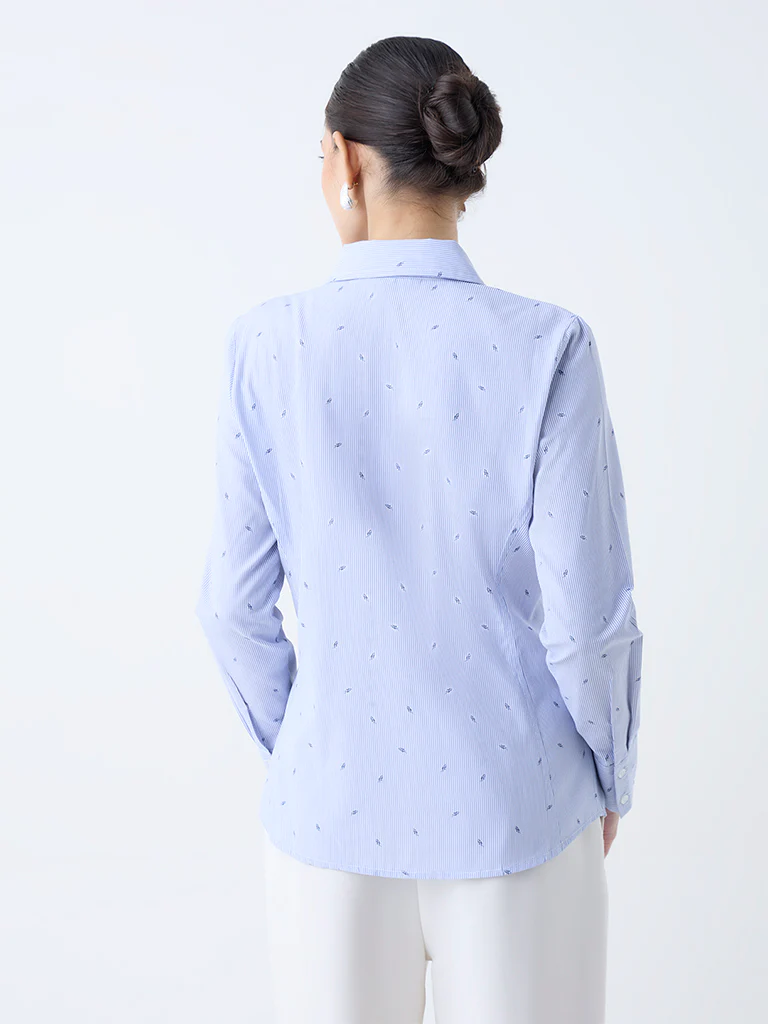 Wardrobe Blue Stripe Shirt - Image 4