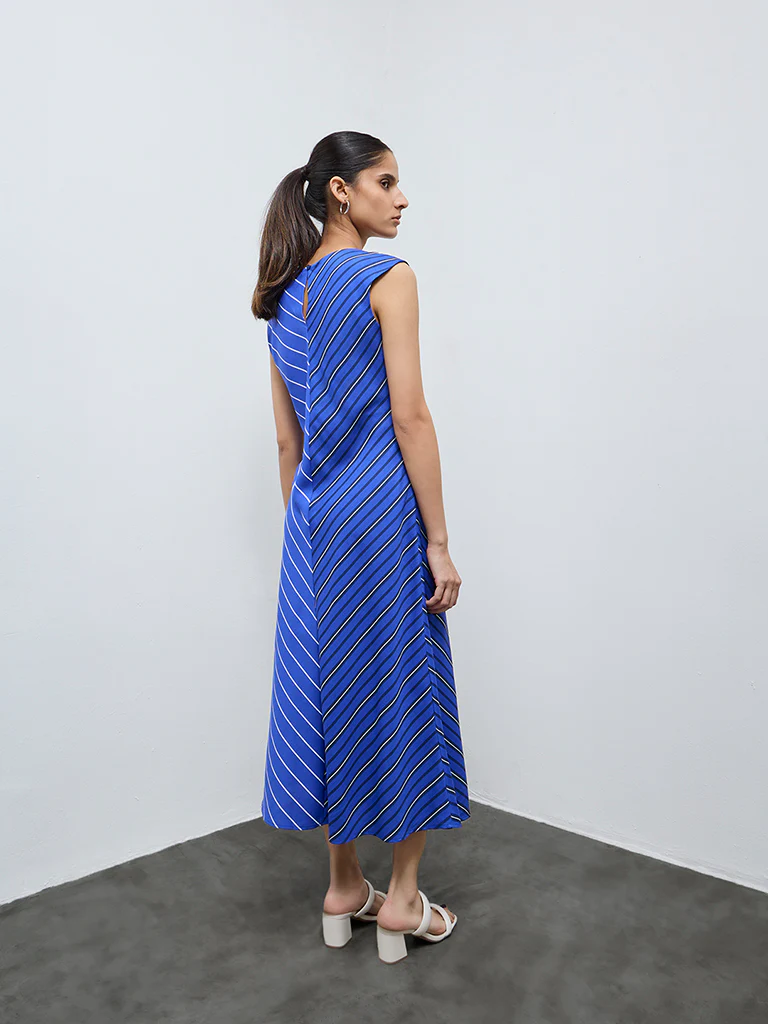 Wardrobe Blue Striped A-Line Dress - Image 4