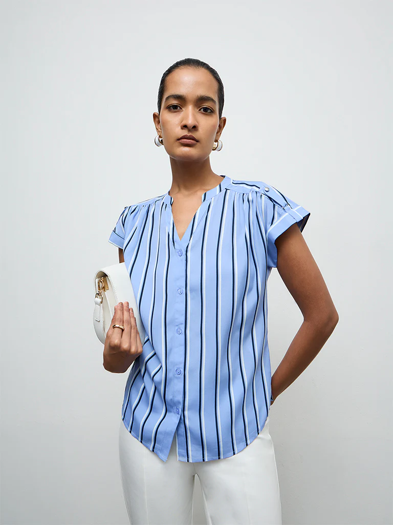 Wardrobe Blue Striped Blouse - Image 2