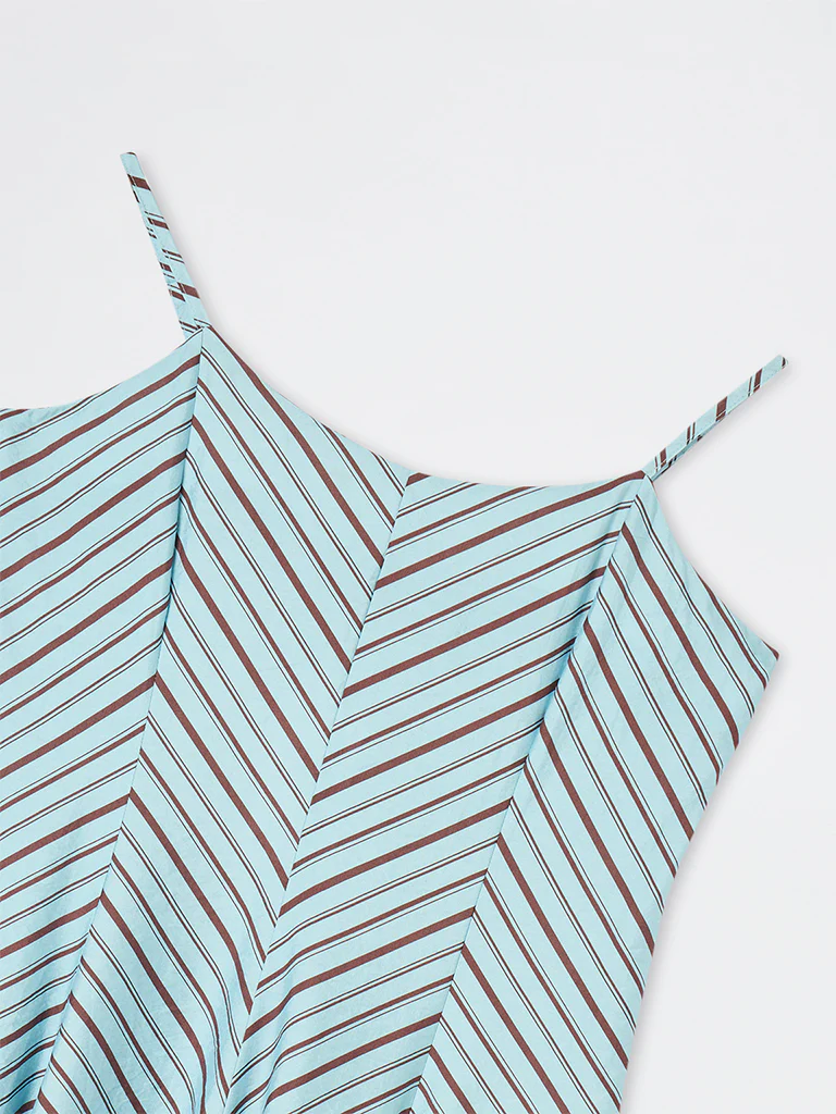 Wardrobe Blue Striped Pattern A-Line Dress - Image 6