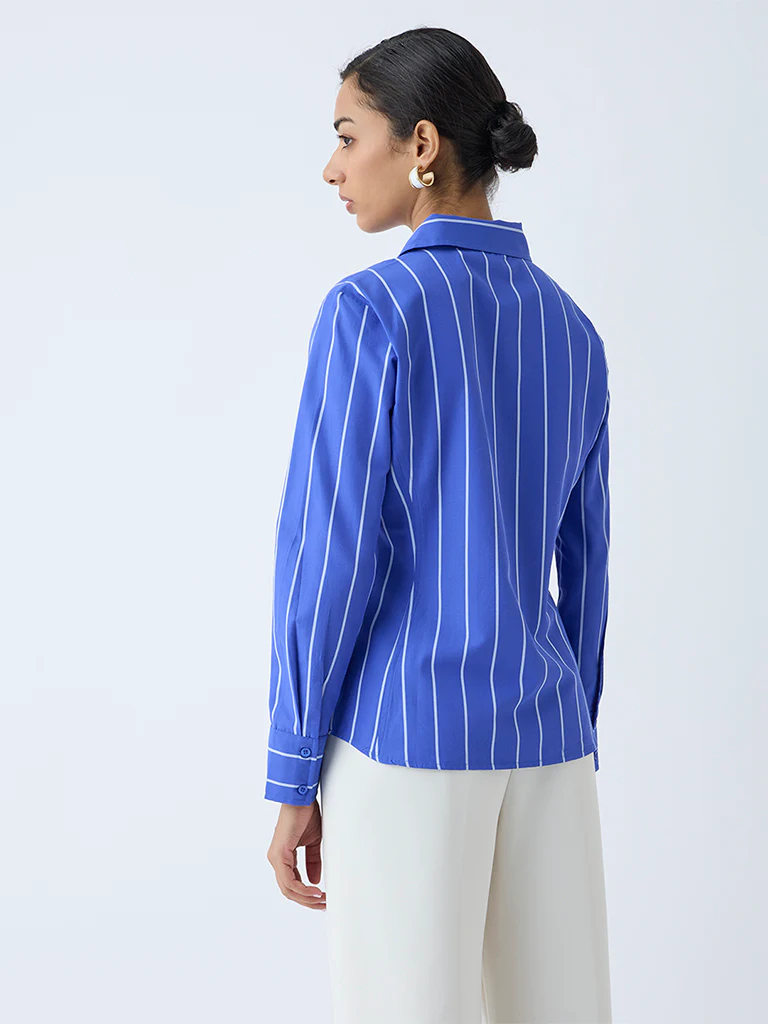 Wardrobe Blue Striped Shirt - Image 4