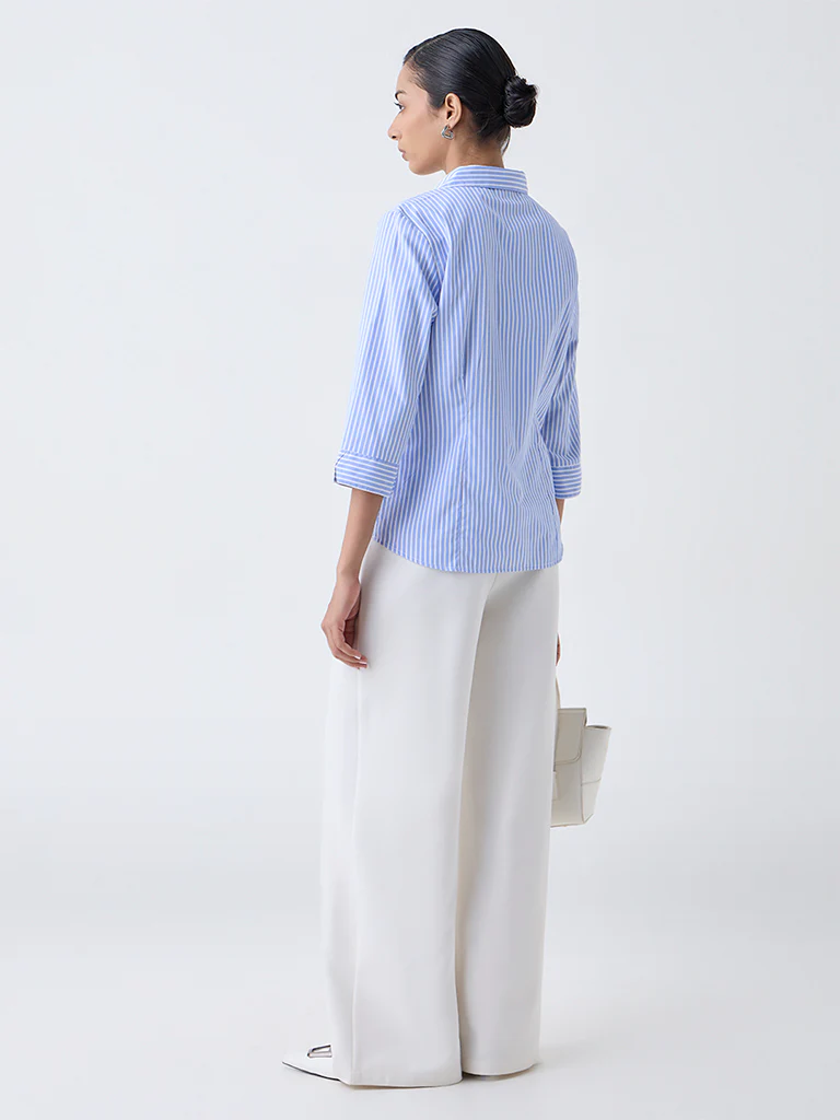 Wardrobe Blue Striped Shirt - Image 4