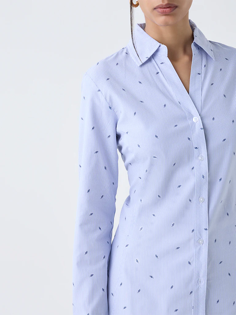 Wardrobe Blue Striped Shirt - Image 3