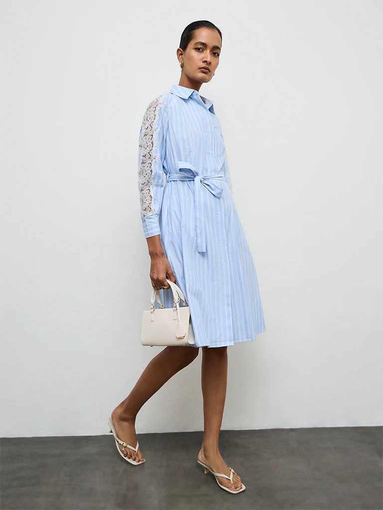Wardrobe Blue Striped Shirt Dress - Image 2