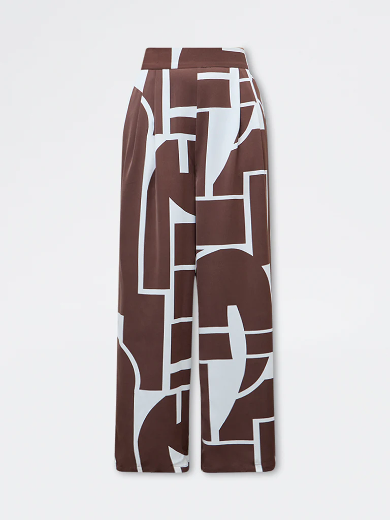 Wardrobe Brown Abstract Design High-Rise Pants - Image 5