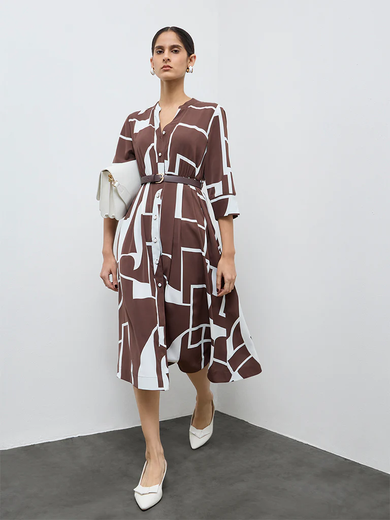 Wardrobe Brown Abstract Design Shirt Dress - Image 2