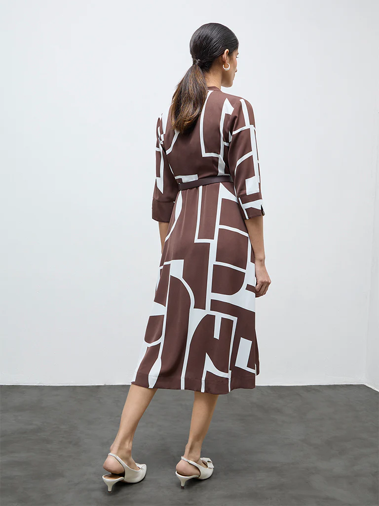Wardrobe Brown Abstract Design Shirt Dress - Image 4