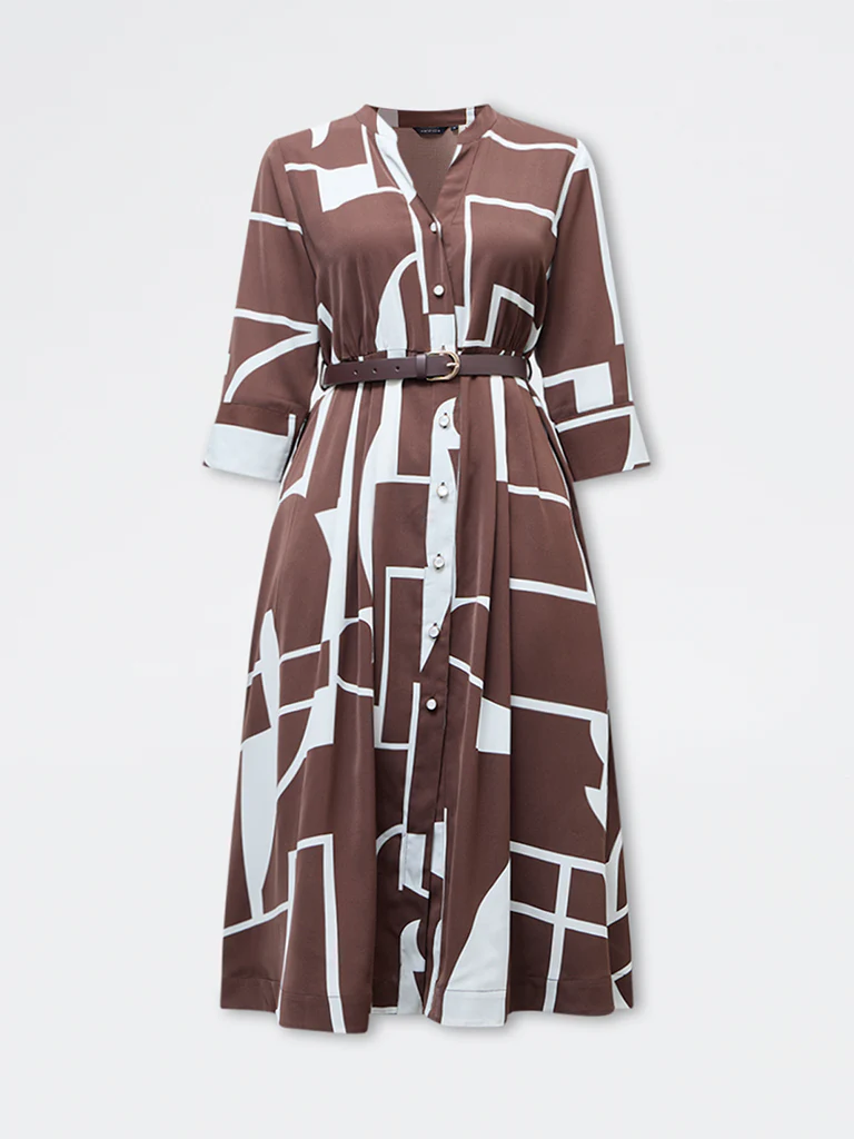 Wardrobe Brown Abstract Design Shirt Dress - Image 5