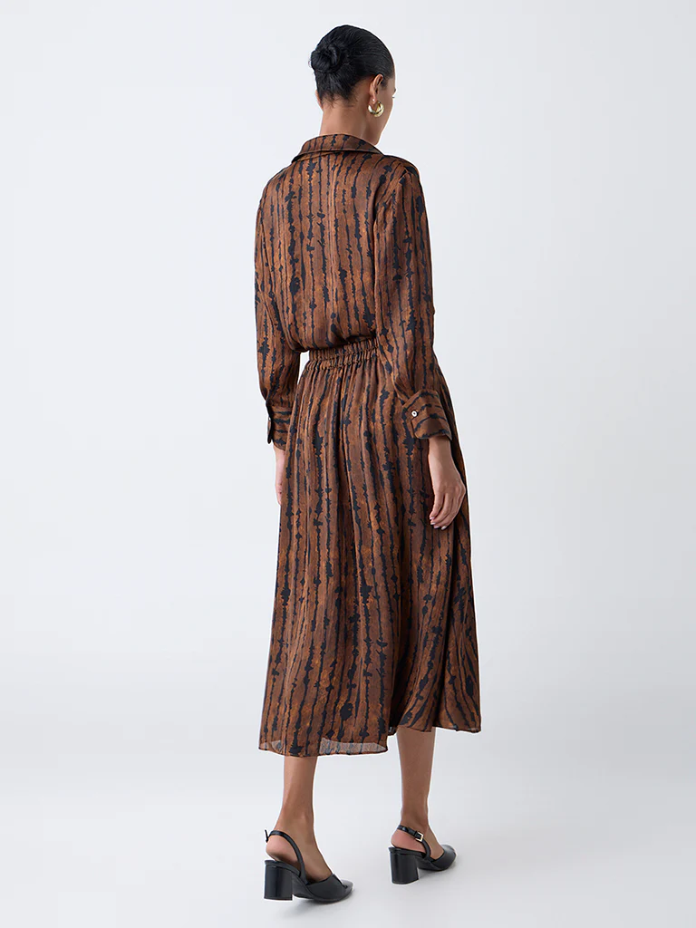 Wardrobe Brown Abstract Pattern High-Rise Skirt - Image 4
