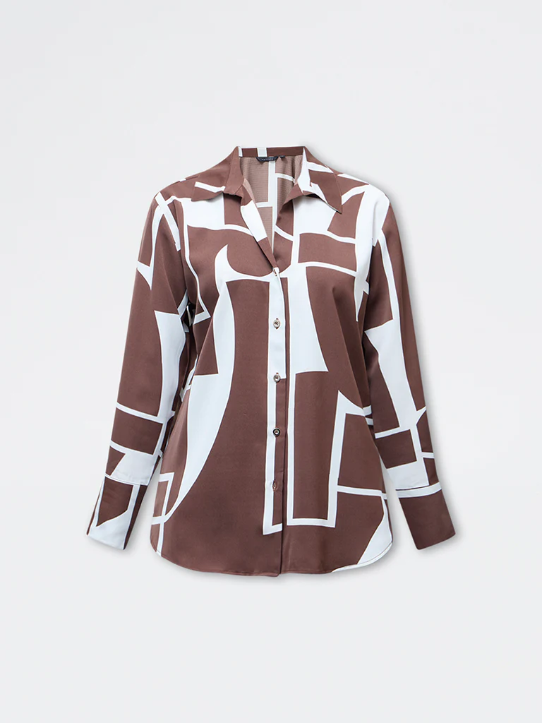 Wardrobe Brown Abstract Printed Shirt - Image 5