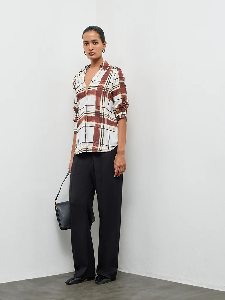 Wardrobe Brown Checks Detailed Shirt