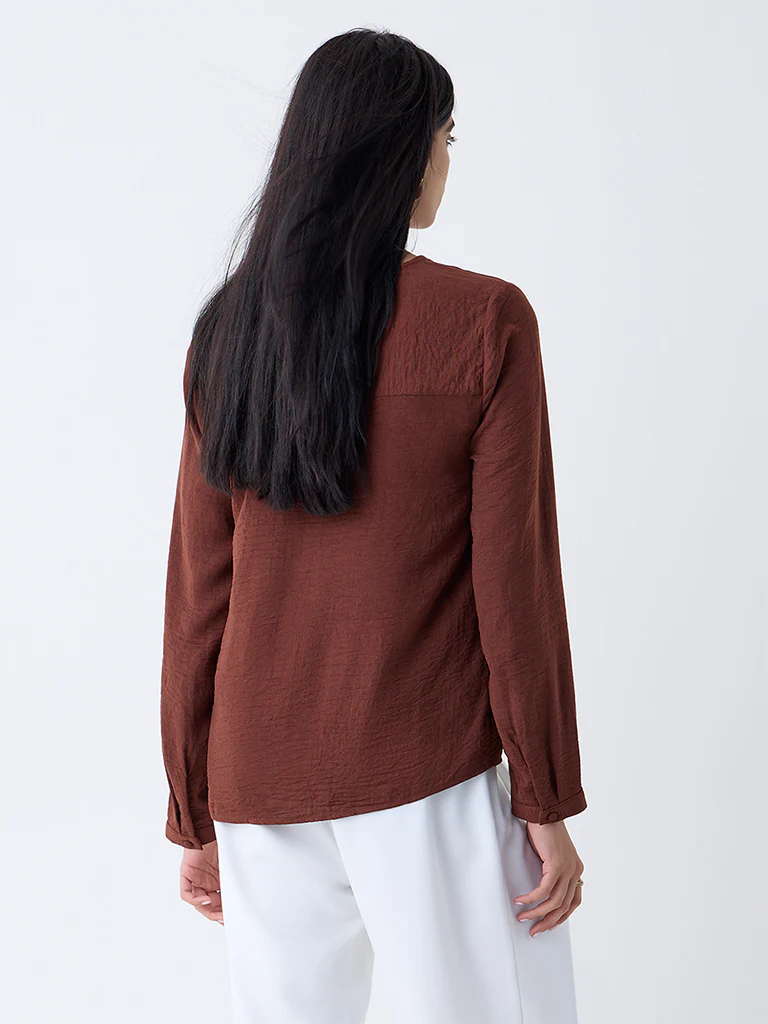 Wardrobe Brown Crinkled Blouse - Image 4