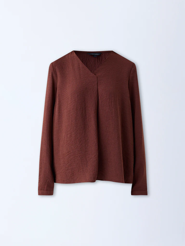 Wardrobe Brown Crinkled Blouse - Image 5