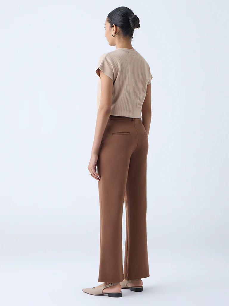 Wardrobe Brown Flared High-Rise Trousers - Image 4