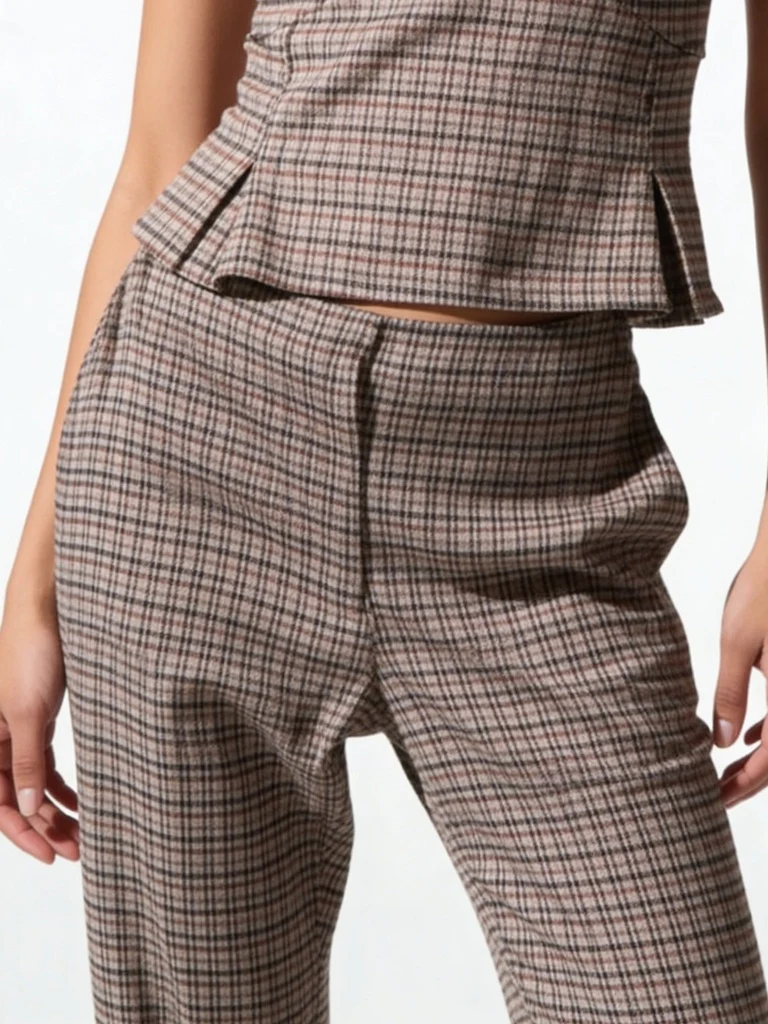 Wardrobe Brown Houndstooth Check Flared Trousers - Image 3