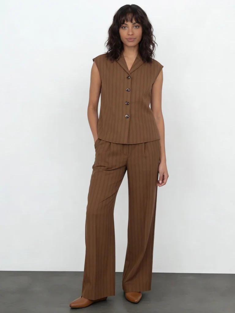 Wardrobe Brown Pinstriped Regular-Fit Jacket - Image 2