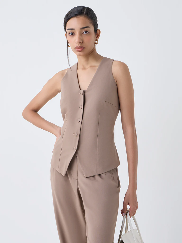 Wardrobe Brown Solid Waistcoat