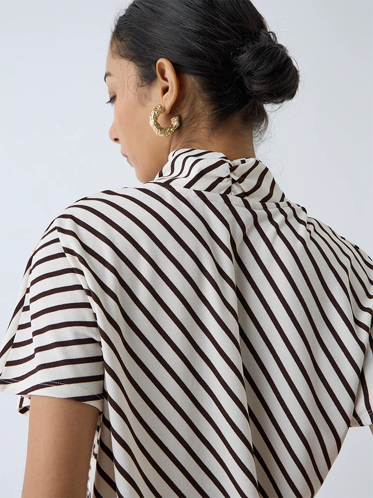 Wardrobe Brown Striped Blouse - Image 3