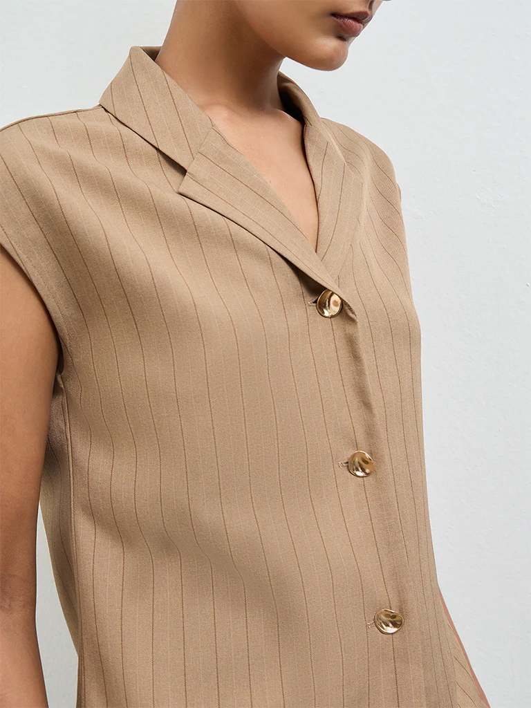 Wardrobe Brown Striped Blouse - Image 3