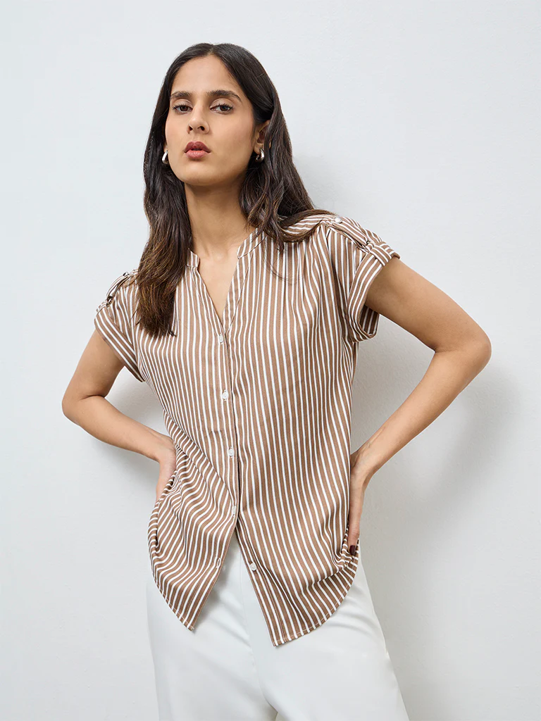 Wardrobe Brown Striped Shirt