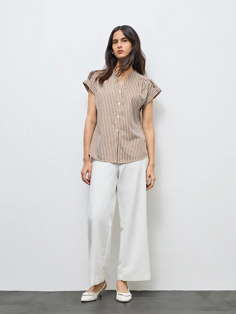 Wardrobe Brown Striped Shirt - Image 2