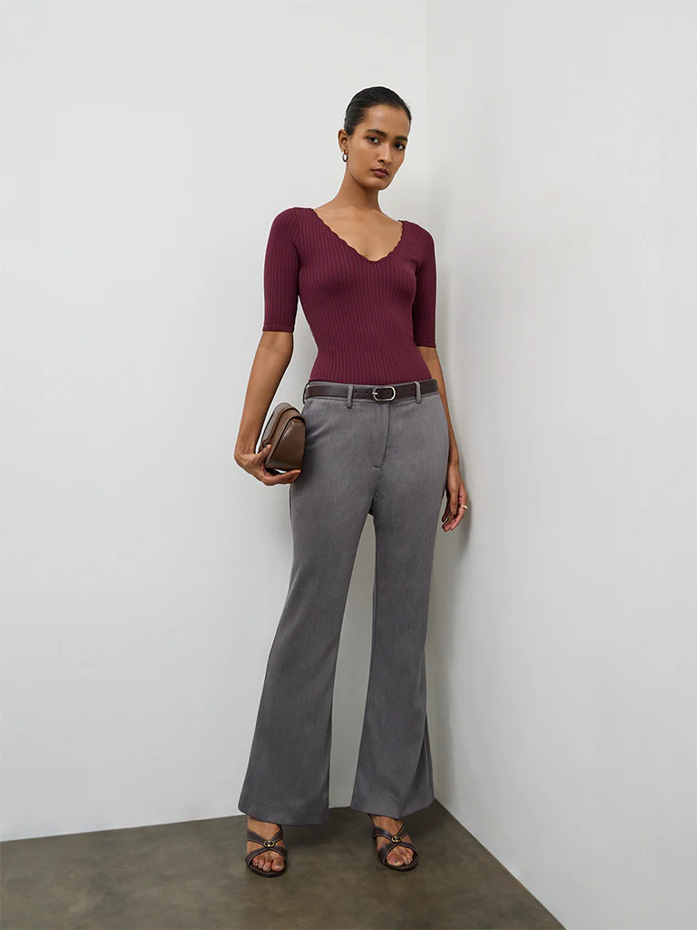 Wardrobe Burgundy Ribbed Top