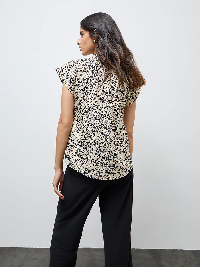 Wardrobe Beige Printed Shirt - Image 4