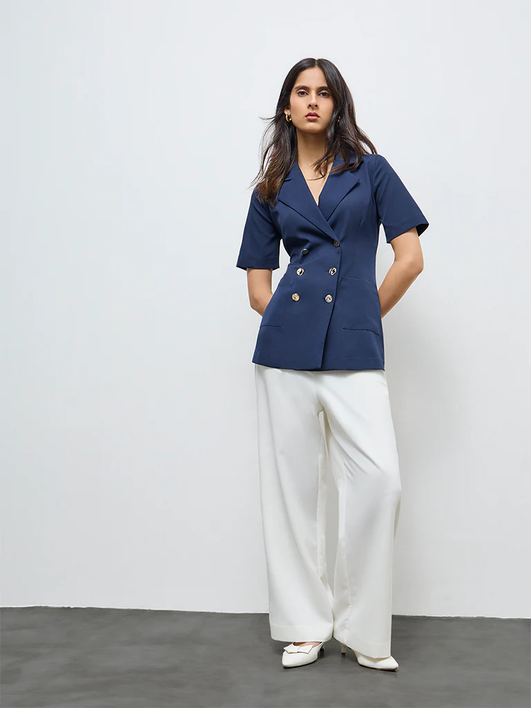 Wardrobe Navy Button-up Jacket - Image 2
