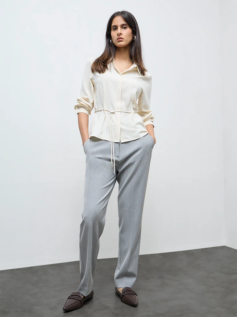 Wardrobe Cream Tie-Up Detail Blouse - Image 2
