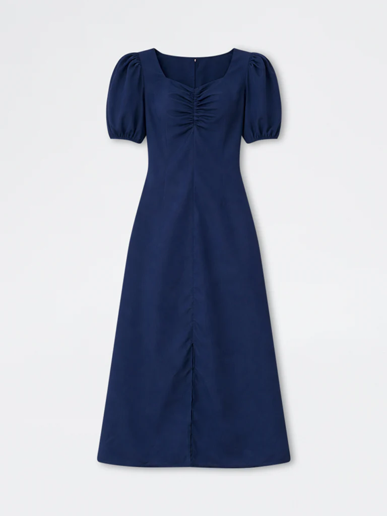 Wardrobe Dark Blue Crinkle-Textured A-Line Dress - Image 5