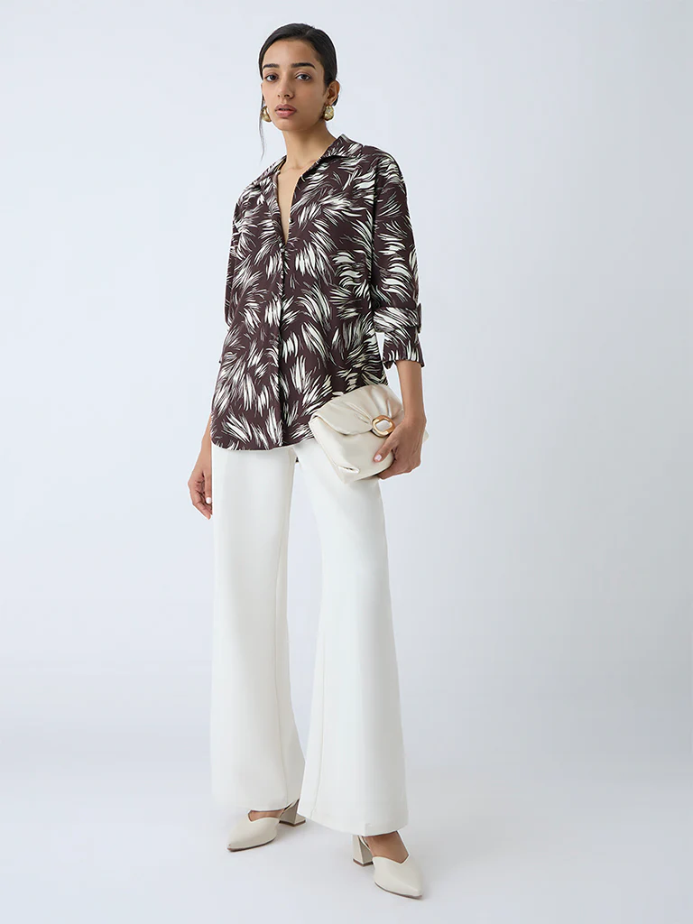 Wardrobe Dark Brown Abstract Design Shirt - Image 2