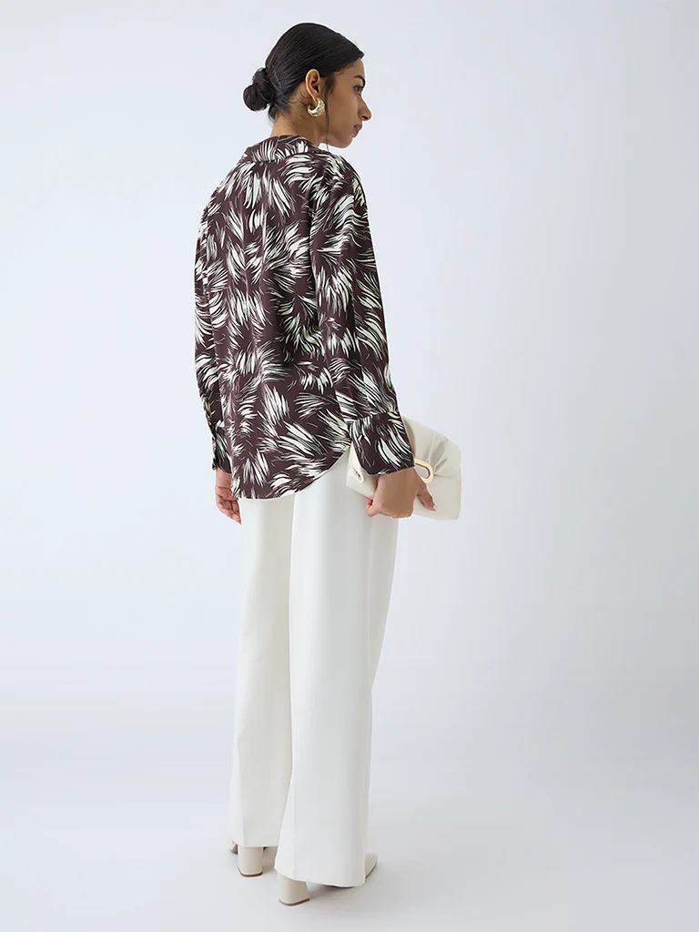 Wardrobe Dark Brown Abstract Design Shirt - Image 4