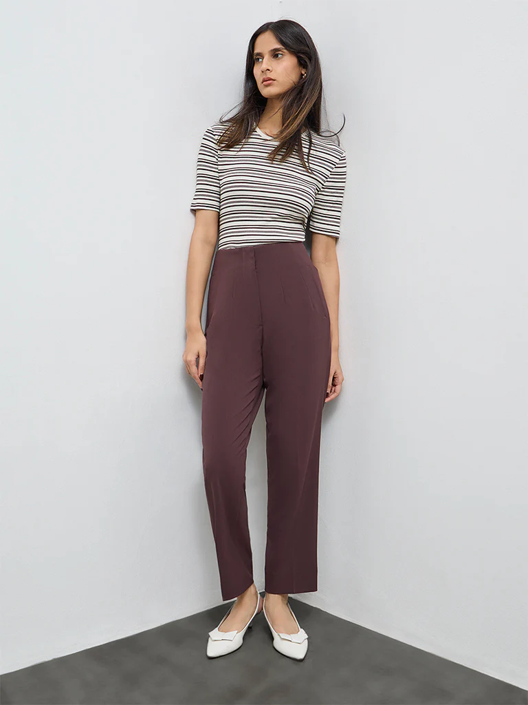 Wardrobe Dark Brown High-Rise Trousers